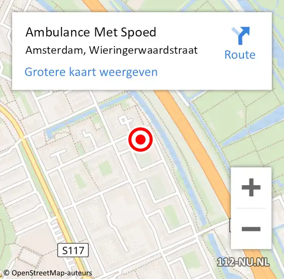 Locatie op kaart van de 112 melding: Ambulance Met Spoed Naar Amsterdam, Wieringerwaardstraat op 7 november 2024 22:37