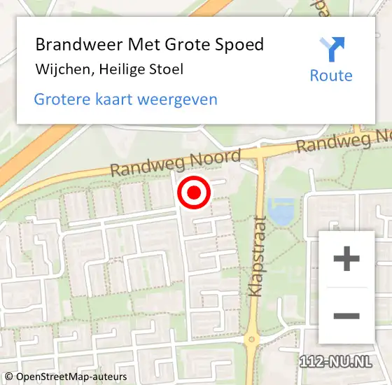 Locatie op kaart van de 112 melding: Brandweer Met Grote Spoed Naar Wijchen, Heilige Stoel op 7 november 2024 22:40