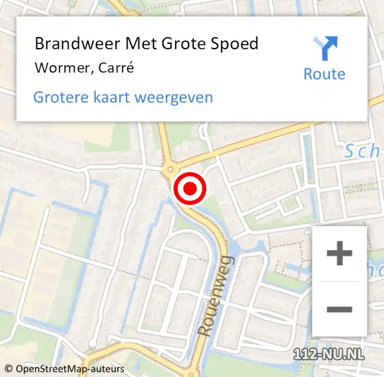 Locatie op kaart van de 112 melding: Brandweer Met Grote Spoed Naar Wormer, Carré op 7 november 2024 22:58