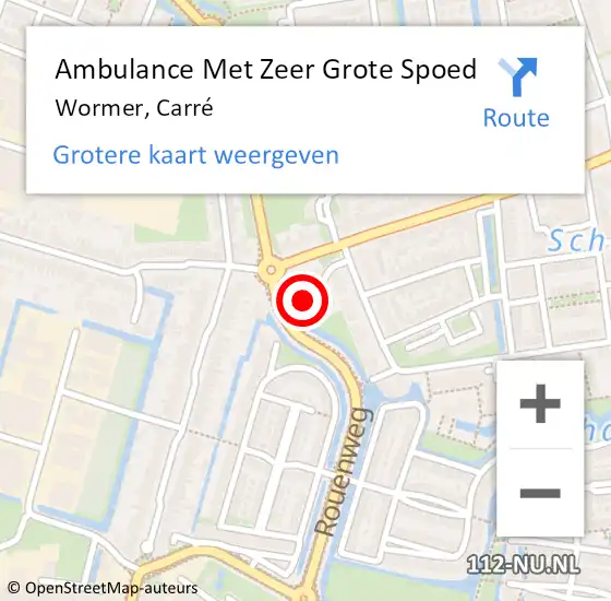 Locatie op kaart van de 112 melding: Ambulance Met Zeer Grote Spoed Naar Wormer, Carré op 7 november 2024 22:58