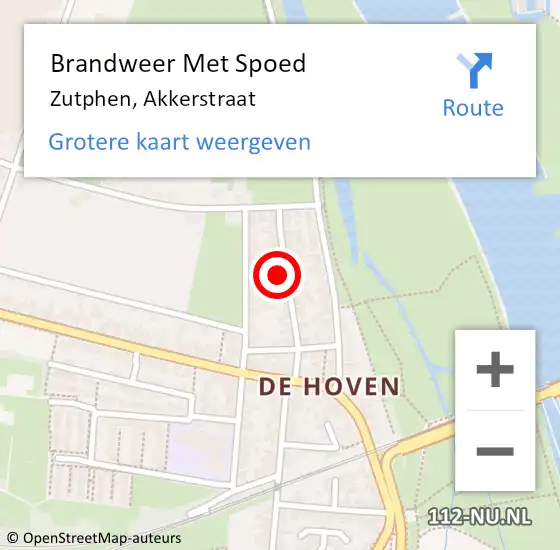 Locatie op kaart van de 112 melding: Brandweer Met Spoed Naar Zutphen, Akkerstraat op 7 november 2024 23:16