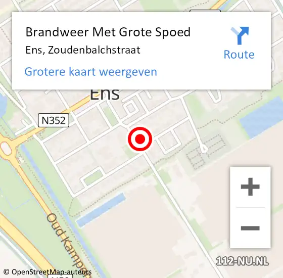 Locatie op kaart van de 112 melding: Brandweer Met Grote Spoed Naar Ens, Zoudenbalchstraat op 7 november 2024 23:18