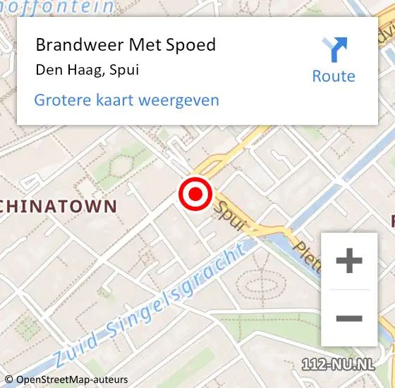 Locatie op kaart van de 112 melding: Brandweer Met Spoed Naar Den Haag, Spui op 7 november 2024 23:32