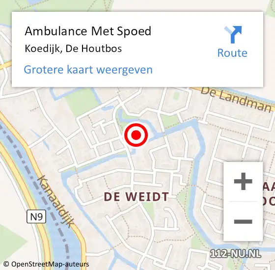 Locatie op kaart van de 112 melding: Ambulance Met Spoed Naar Koedijk, De Houtbos op 7 november 2024 23:45