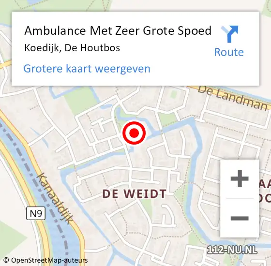 Locatie op kaart van de 112 melding: Ambulance Met Zeer Grote Spoed Naar Koedijk, De Houtbos op 7 november 2024 23:47