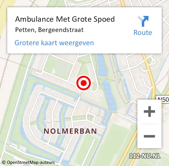 Locatie op kaart van de 112 melding: Ambulance Met Grote Spoed Naar Petten, Bergeendstraat op 7 november 2024 23:58