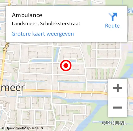 Locatie op kaart van de 112 melding: Ambulance Landsmeer, Scholeksterstraat op 8 november 2024 00:05