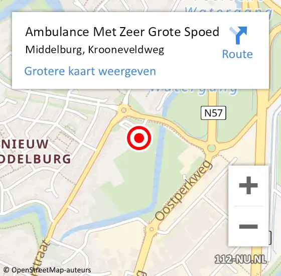 Locatie op kaart van de 112 melding: Ambulance Met Zeer Grote Spoed Naar Middelburg, Krooneveldweg op 8 november 2024 00:41