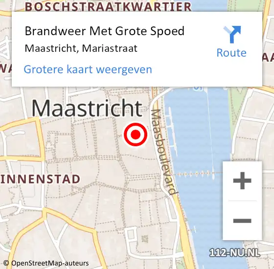 Locatie op kaart van de 112 melding: Brandweer Met Grote Spoed Naar Maastricht, Mariastraat op 8 november 2024 00:57