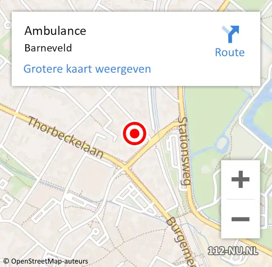 Locatie op kaart van de 112 melding: Ambulance Barneveld op 8 november 2024 01:04