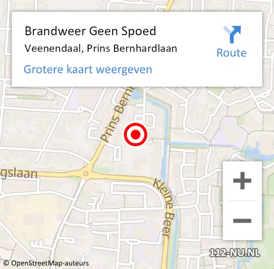 Locatie op kaart van de 112 melding: Brandweer Geen Spoed Naar Veenendaal, Prins Bernhardlaan op 8 november 2024 01:26