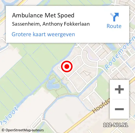 Locatie op kaart van de 112 melding: Ambulance Met Spoed Naar Sassenheim, Anthony Fokkerlaan op 8 november 2024 01:36