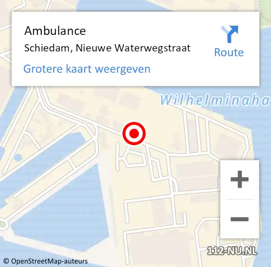 Locatie op kaart van de 112 melding: Ambulance Schiedam, Nieuwe Waterwegstraat op 8 november 2024 01:41