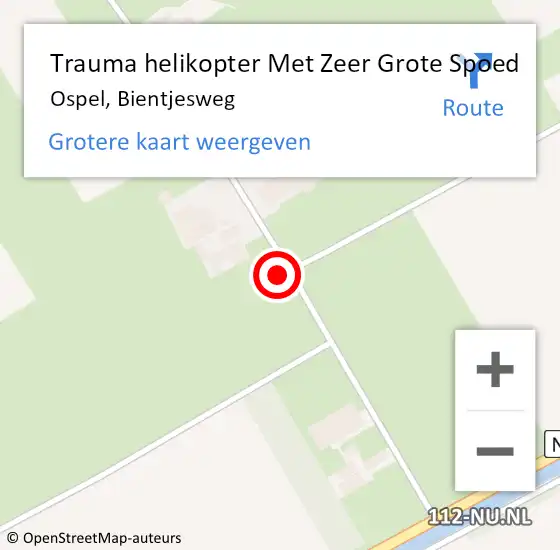 Locatie op kaart van de 112 melding: Trauma helikopter Met Zeer Grote Spoed Naar Ospel, Bientjesweg op 8 november 2024 01:56