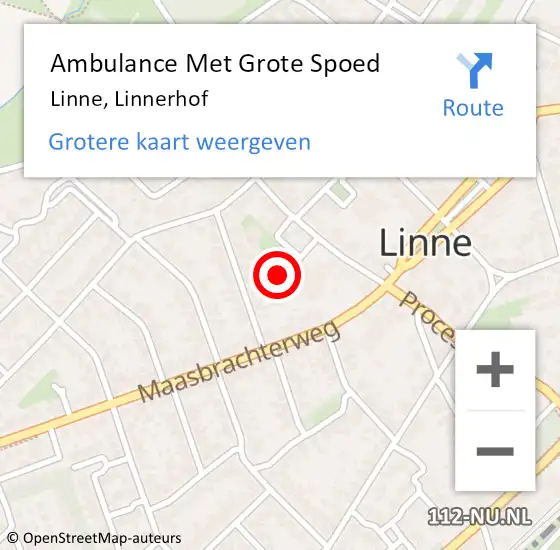 Locatie op kaart van de 112 melding: Ambulance Met Grote Spoed Naar Linne, Linnerhof op 8 november 2024 02:19