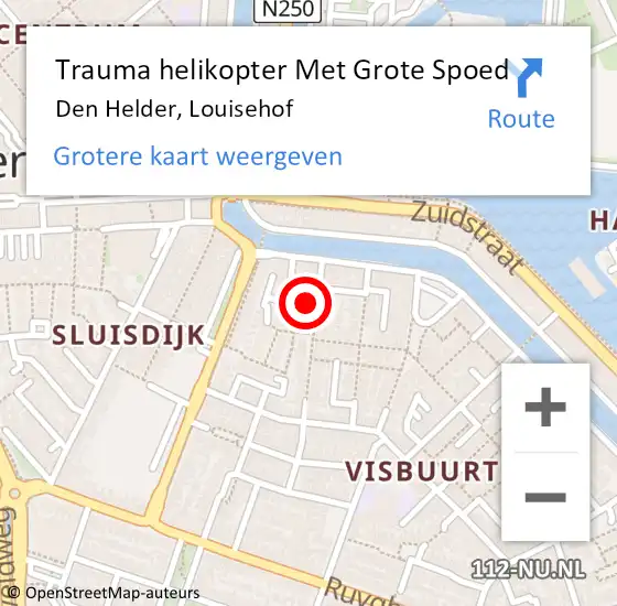 Locatie op kaart van de 112 melding: Trauma helikopter Met Grote Spoed Naar Den Helder, Louisehof op 8 november 2024 02:21