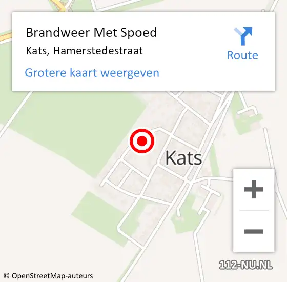 Locatie op kaart van de 112 melding: Brandweer Met Spoed Naar Kats, Hamerstedestraat op 8 november 2024 03:03