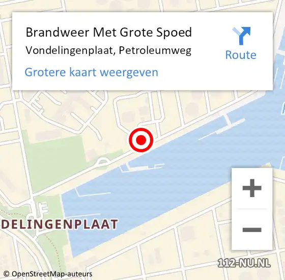 Locatie op kaart van de 112 melding: Brandweer Met Grote Spoed Naar Vondelingenplaat, Petroleumweg op 8 november 2024 04:14