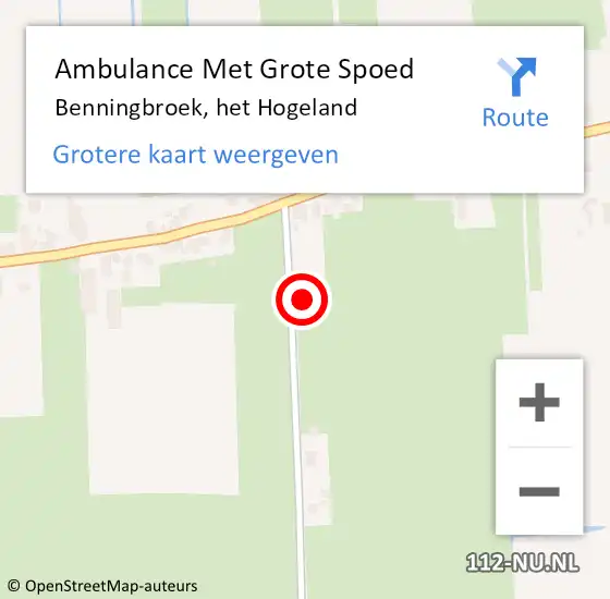 Locatie op kaart van de 112 melding: Ambulance Met Grote Spoed Naar Benningbroek, het Hogeland op 8 november 2024 04:21