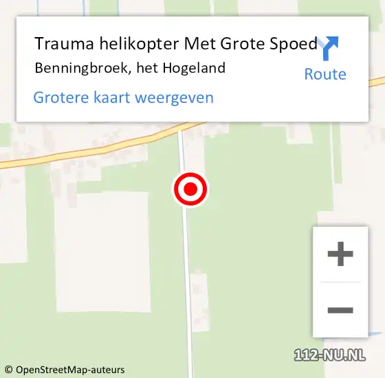 Locatie op kaart van de 112 melding: Trauma helikopter Met Grote Spoed Naar Benningbroek, het Hogeland op 8 november 2024 04:28