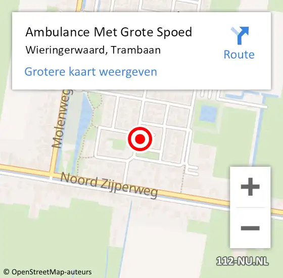 Locatie op kaart van de 112 melding: Ambulance Met Grote Spoed Naar Wieringerwaard, Trambaan op 8 november 2024 04:34