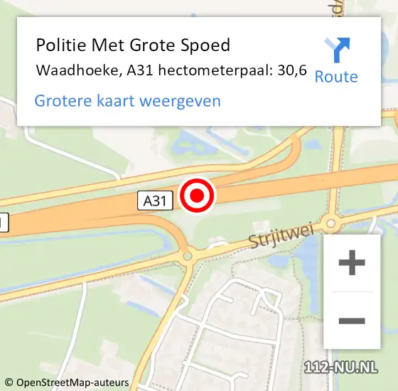 Locatie op kaart van de 112 melding: Politie Met Grote Spoed Naar Waadhoeke, A31 hectometerpaal: 30,6 op 8 november 2024 05:14