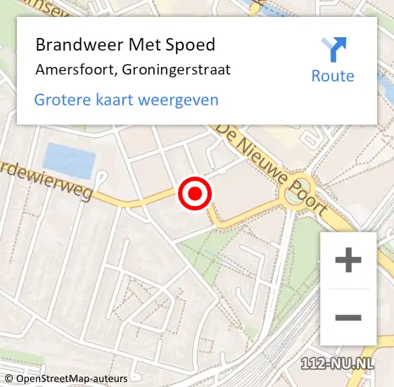 Locatie op kaart van de 112 melding: Brandweer Met Spoed Naar Amersfoort, Groningerstraat op 8 november 2024 05:19