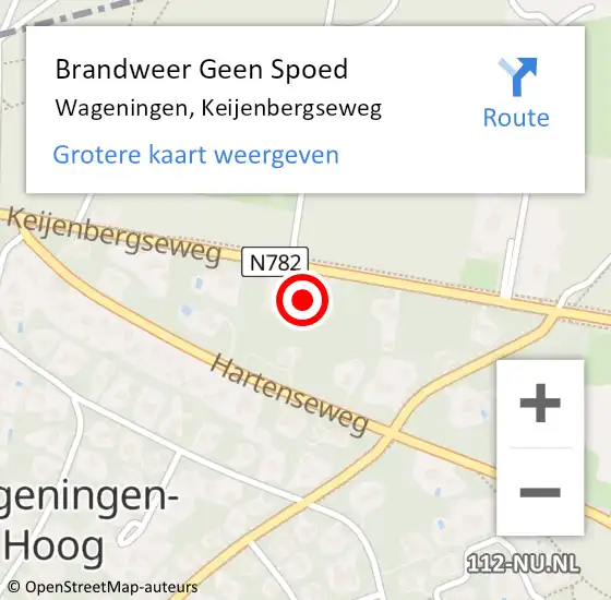 Locatie op kaart van de 112 melding: Brandweer Geen Spoed Naar Wageningen, Keijenbergseweg op 8 november 2024 05:28