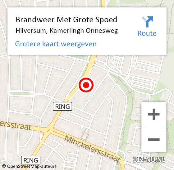 Locatie op kaart van de 112 melding: Brandweer Met Grote Spoed Naar Hilversum, Kamerlingh Onnesweg op 8 november 2024 05:49