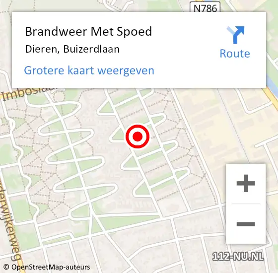 Locatie op kaart van de 112 melding: Brandweer Met Spoed Naar Dieren, Buizerdlaan op 8 november 2024 06:07