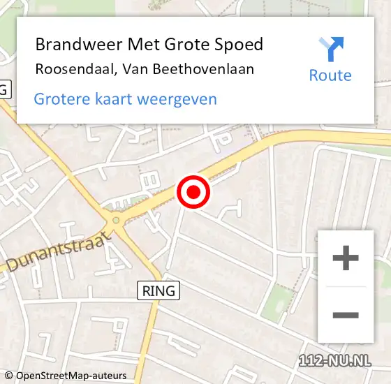 Locatie op kaart van de 112 melding: Brandweer Met Grote Spoed Naar Roosendaal, Van Beethovenlaan op 8 november 2024 06:23