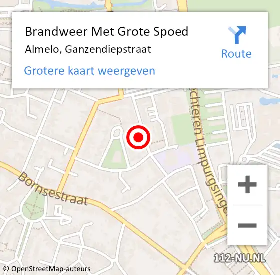 Locatie op kaart van de 112 melding: Brandweer Met Grote Spoed Naar Almelo, Ganzendiepstraat op 8 november 2024 06:56