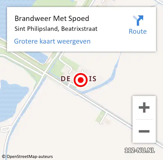 Locatie op kaart van de 112 melding: Brandweer Met Spoed Naar Sint Philipsland, Beatrixstraat op 8 november 2024 06:56