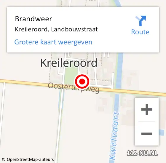 Locatie op kaart van de 112 melding: Brandweer Kreileroord, Landbouwstraat op 8 november 2024 07:05