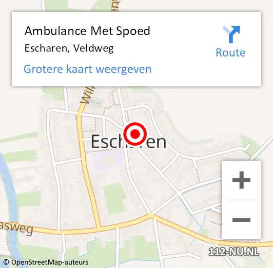 Locatie op kaart van de 112 melding: Ambulance Met Spoed Naar Escharen, Veldweg op 26 oktober 2014 08:34