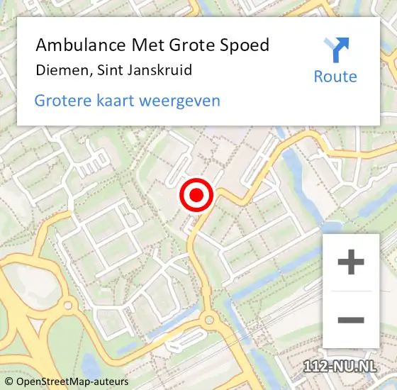 Locatie op kaart van de 112 melding: Ambulance Met Grote Spoed Naar Diemen, Sint Janskruid op 8 november 2024 07:25