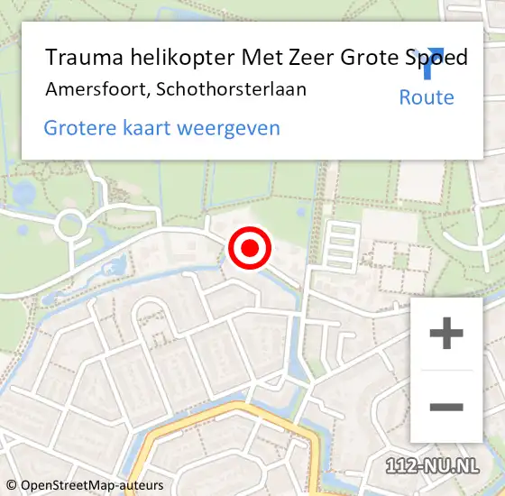 Locatie op kaart van de 112 melding: Trauma helikopter Met Zeer Grote Spoed Naar Amersfoort, Schothorsterlaan op 8 november 2024 07:39