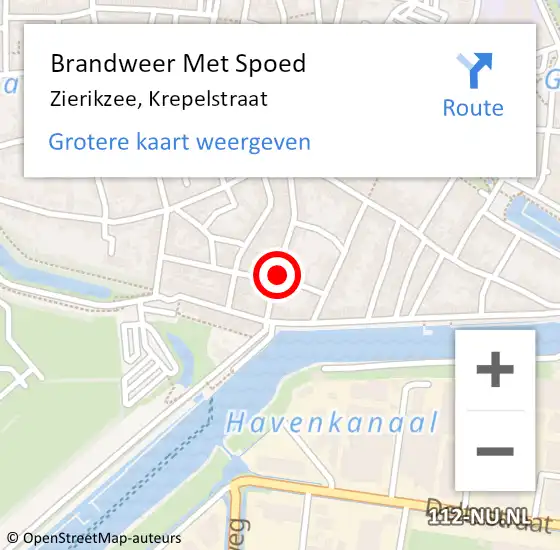 Locatie op kaart van de 112 melding: Brandweer Met Spoed Naar Zierikzee, Krepelstraat op 8 november 2024 07:53