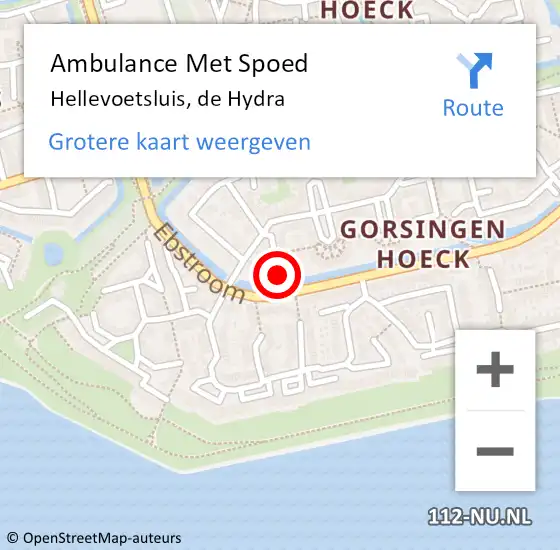 Locatie op kaart van de 112 melding: Ambulance Met Spoed Naar Hellevoetsluis, de Hydra op 8 november 2024 08:04