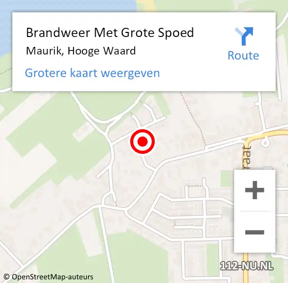 Locatie op kaart van de 112 melding: Brandweer Met Grote Spoed Naar Maurik, Hooge Waard op 8 november 2024 08:04