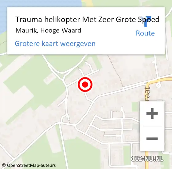 Locatie op kaart van de 112 melding: Trauma helikopter Met Zeer Grote Spoed Naar Maurik, Hooge Waard op 8 november 2024 08:06