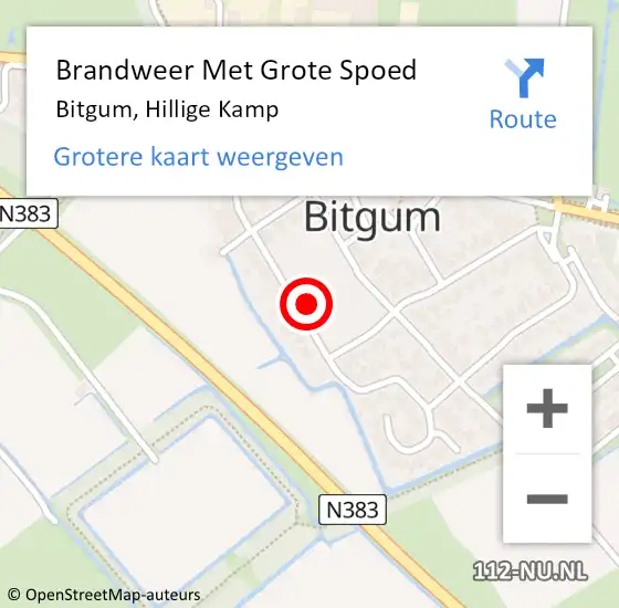 Locatie op kaart van de 112 melding: Brandweer Met Grote Spoed Naar Bitgum, Hillige Kamp op 8 november 2024 08:16