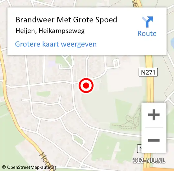 Locatie op kaart van de 112 melding: Brandweer Met Grote Spoed Naar Heijen, Heikampseweg op 8 november 2024 08:21