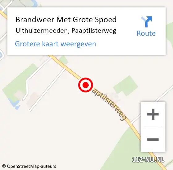 Locatie op kaart van de 112 melding: Brandweer Met Grote Spoed Naar Uithuizermeeden, Paaptilsterweg op 8 november 2024 08:34