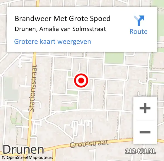 Locatie op kaart van de 112 melding: Brandweer Met Grote Spoed Naar Drunen, Amalia van Solmsstraat op 8 november 2024 08:38