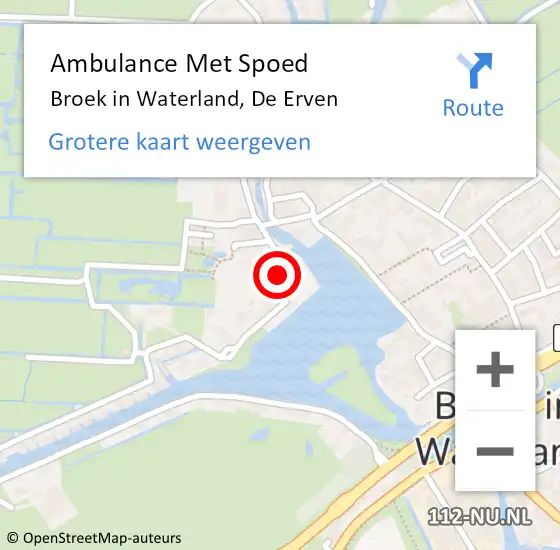 Locatie op kaart van de 112 melding: Ambulance Met Spoed Naar Broek in Waterland, De Erven op 8 november 2024 08:41