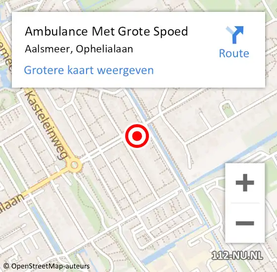 Locatie op kaart van de 112 melding: Ambulance Met Grote Spoed Naar Aalsmeer, Ophelialaan op 8 november 2024 08:48