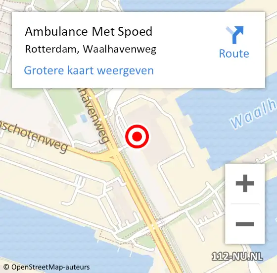 Locatie op kaart van de 112 melding: Ambulance Met Spoed Naar Rotterdam, Waalhavenweg op 8 november 2024 09:01