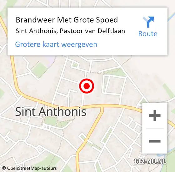 Locatie op kaart van de 112 melding: Brandweer Met Grote Spoed Naar Sint Anthonis, Pastoor van Delftlaan op 8 november 2024 09:02