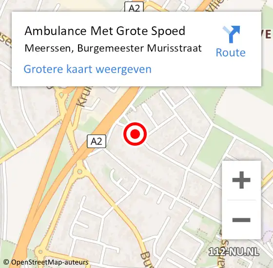 Locatie op kaart van de 112 melding: Ambulance Met Grote Spoed Naar Meerssen, Burgemeester Murisstraat op 26 oktober 2014 08:46